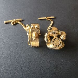 Vintage Gold Telephone Design Pins